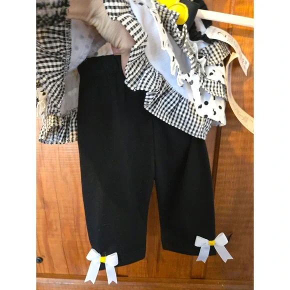 NWT - RARE EDITIONS Toddler Girls 24M 2 Piece Ruffle Tunic Legging Set B&W - Picture 5 of 8